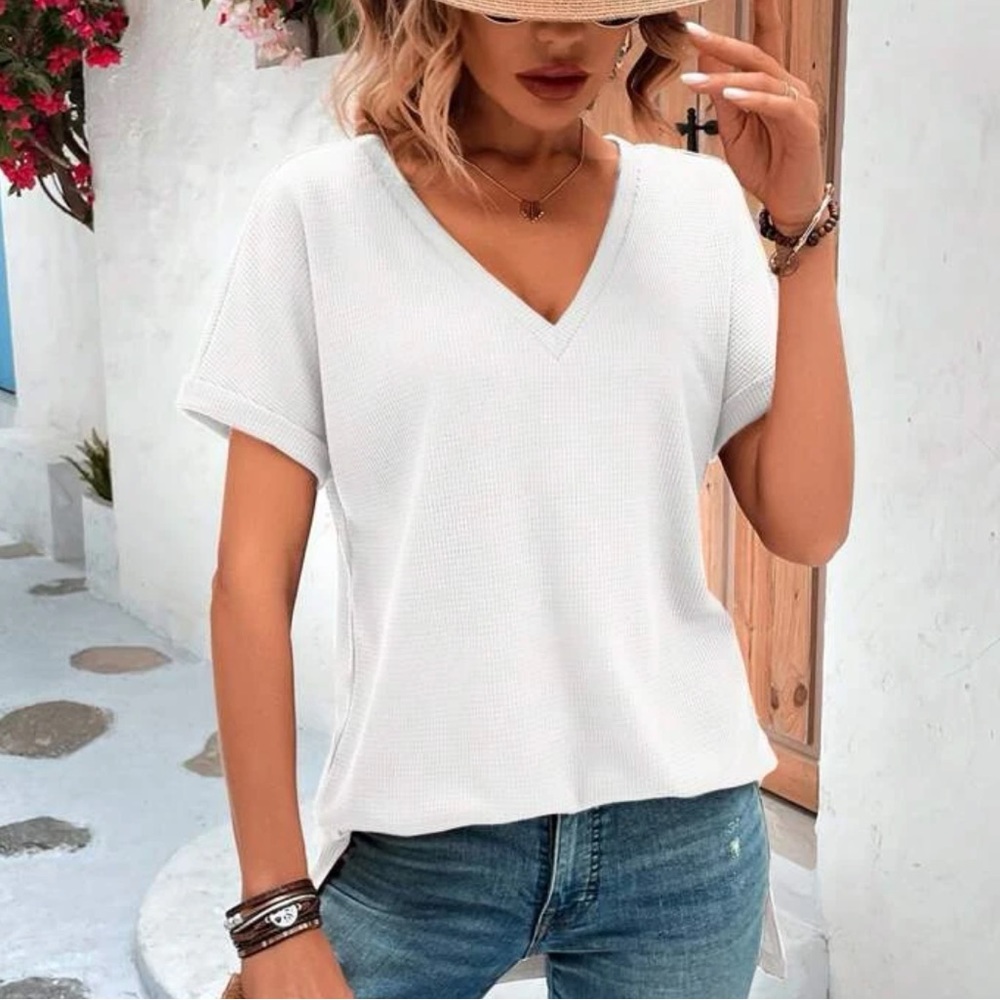 Cozy  V neck Dolman Sleeve Loose Fit Top - Picture 3 of 7